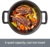 5 Quart 7-in-1 Electric Slow Cooker with Stainless Steel and Cast Iron, 1200W - Black Enamel Crock 5