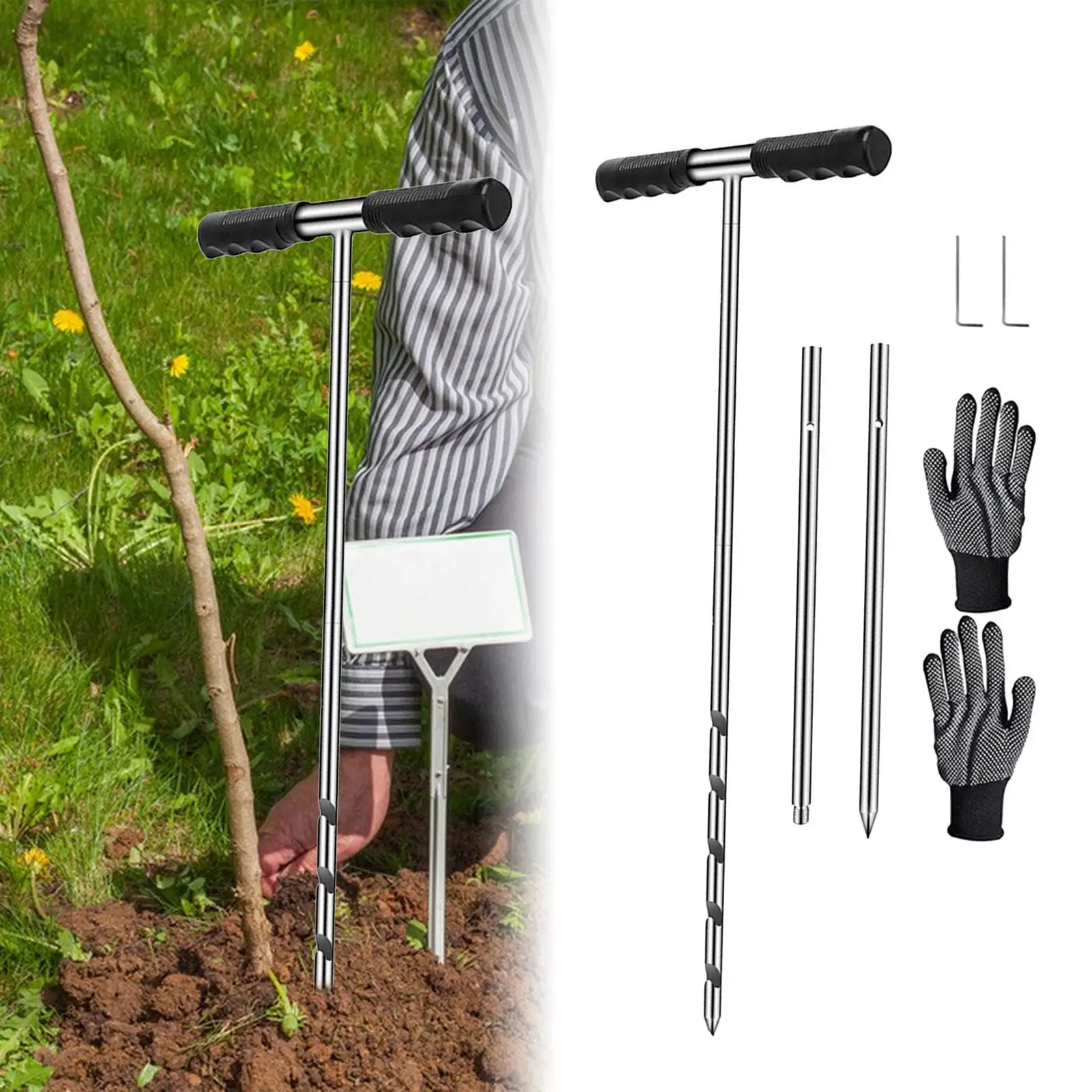 

Испытательный шест для образцов почвы, легкая установка, оборудование для тестирования почвы, комбинированный стержень для сельского хозяйства, фермы, газона, подземных труб для сада