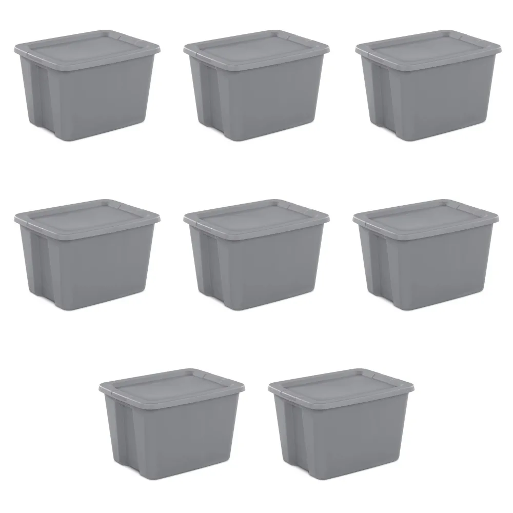 

Sterilite 18 Gallon Tote Box Plastic, Gray, Set of 8