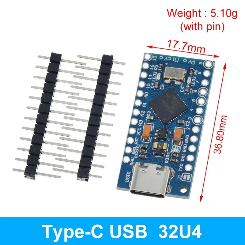 Pro Micro ATmega32U4 5V 16MHz Sostuisci ATmega328 Per Arduino TYPE-C Con Intestazione Pin A 2 File Per Interfaccia USB Leonardo Mini Pro - Foto 10