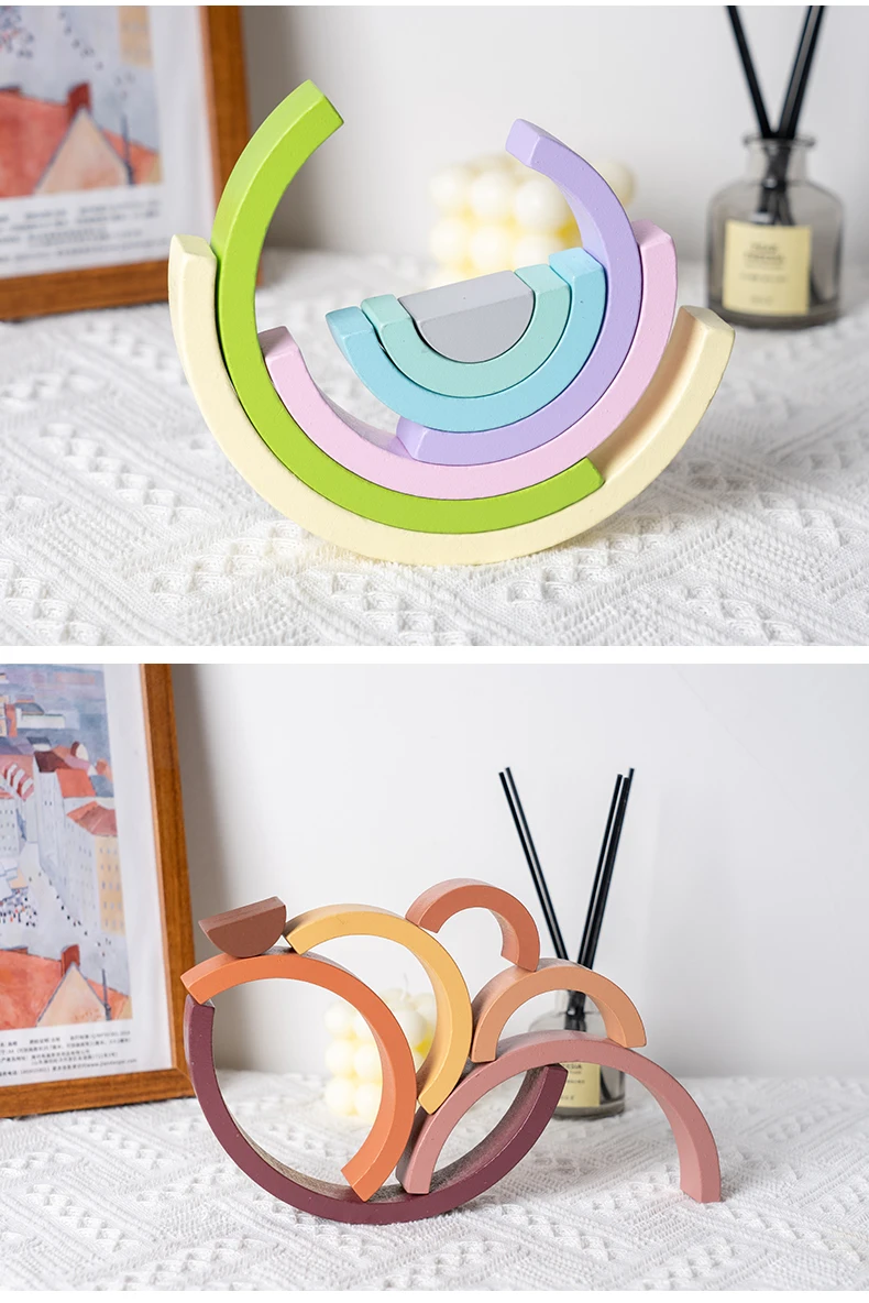 Arch Bridge Rainbow Wooden Building Blocks Stacking Games Color Cognitive Kids Montessori Educational Wood Toys for Children building blocks,wooden toys,wooden blocks,wooden stacking toys,stacking blocks