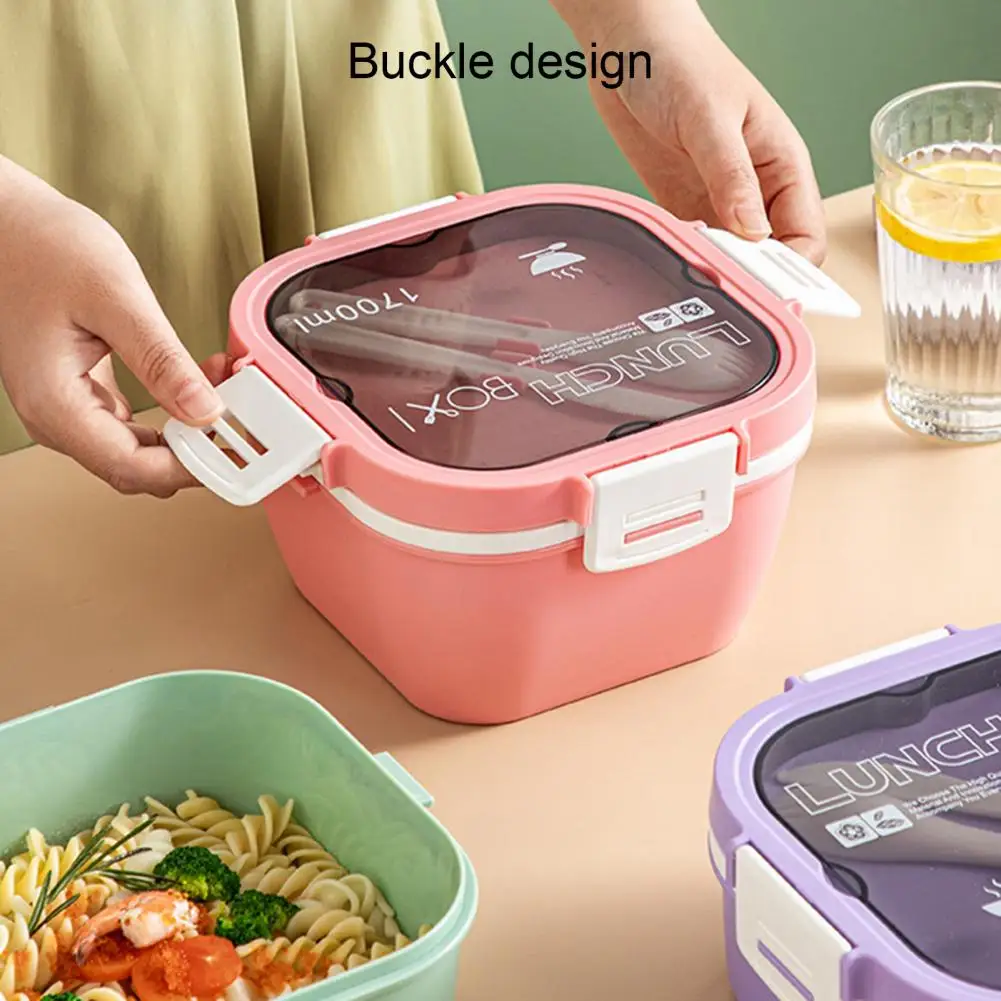 1 Set Durable Lunch Box Portable Salad Container with Spoon Fork Storage Good Sealing Lunch Box