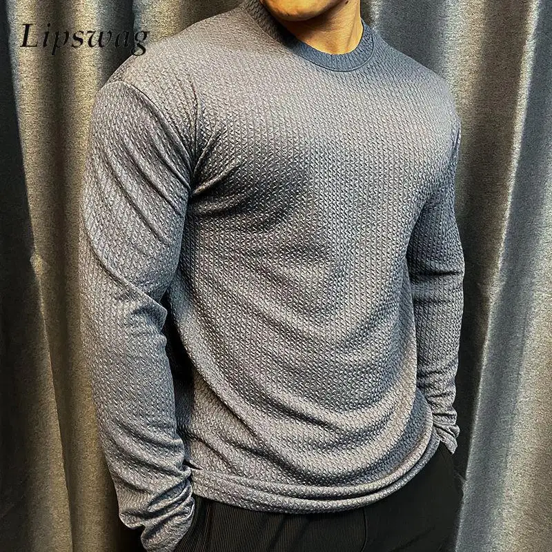 

Breathable Elastic Slim Fit T Shirt For Mens Gym Sports Clothes Men T-shirts O Neck Long Sleeve Casual Top Male Fitness Pullover