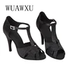 NATASHA Latin Dance Shoes Competition Penstock and Sexy Performance Party Dance Shoes Dark Tone Black Satin Soft Sole Dance Shoe 3