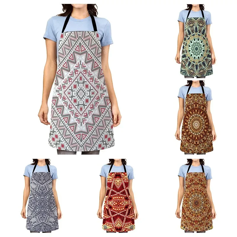 

Женский Кухонный Фартук с мандалой, оригинальный Детский водонепроницаемый фартук для официанта на заказ для девочек, винтажный Персия для работы с маслом