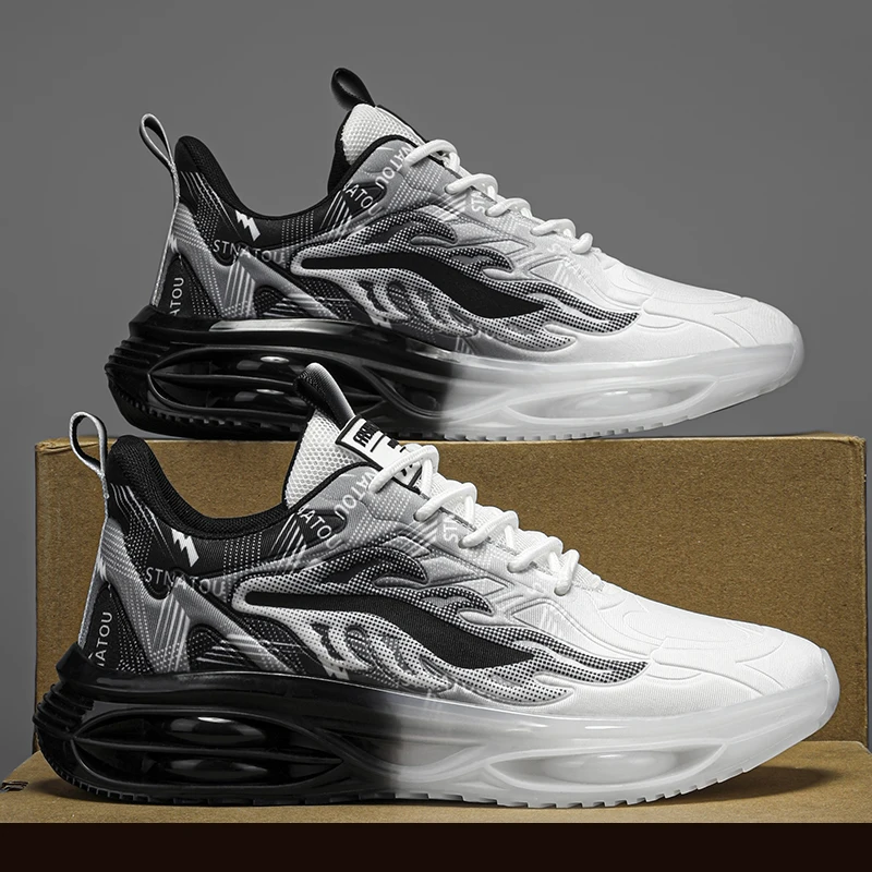 Men's Fashionable Breathable Lace-Up Fabric Sneakers, Casual Outdoor Running Walking Shoes, Lightweight Men's Shoes