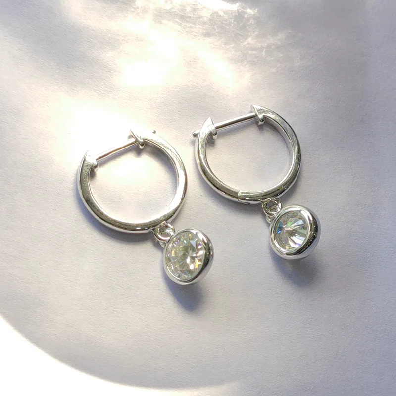 2ct Moissanite Drop Earrings For Women Rose Gold Plated D Color VVS1 Moissanite Diamond Huggie Earrings 925 Sterling Silver