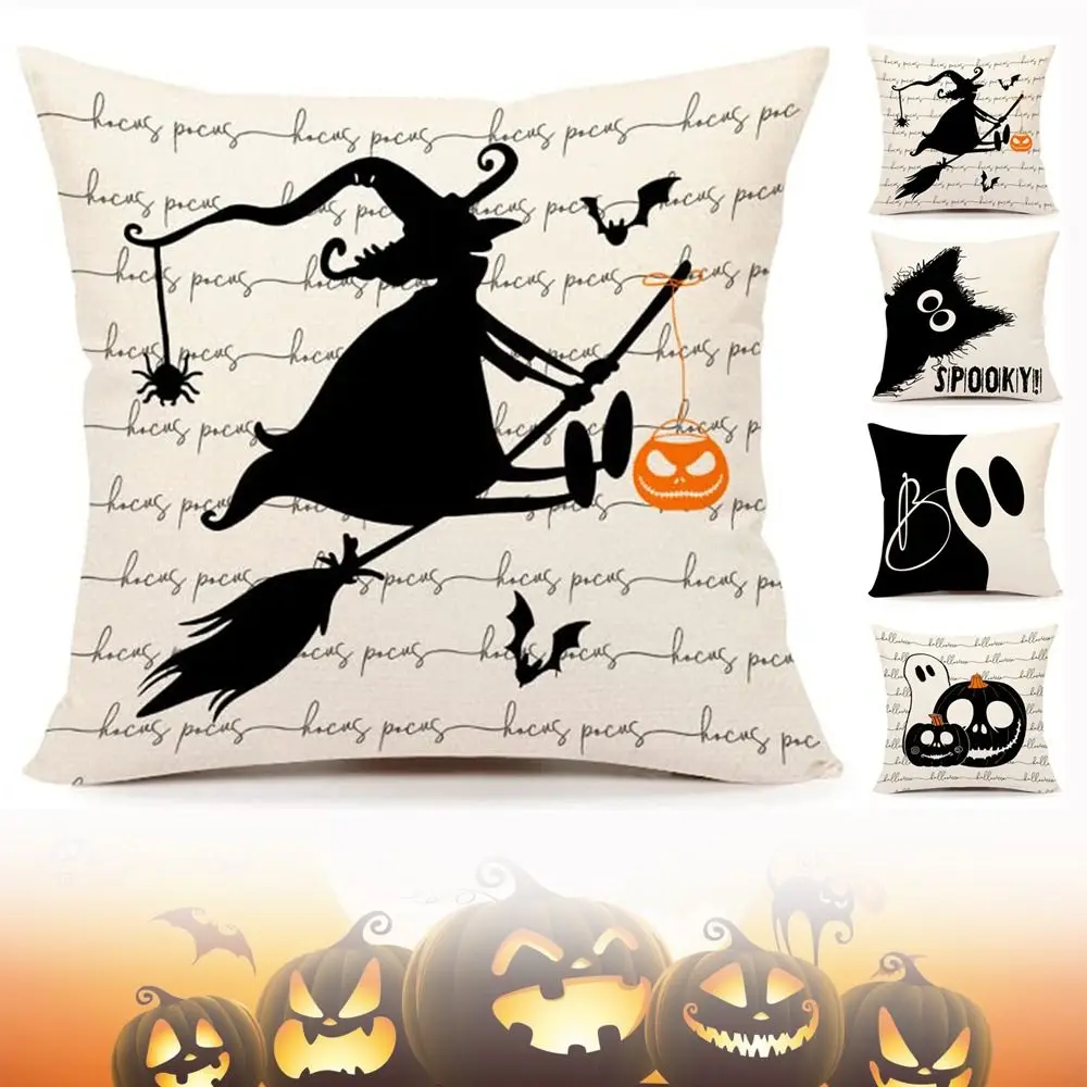 

45cm Bat Halloween Pillowcase Car Chair Decor Ghost Pumpkin Pillowslip Wizard Linen Pillow Case Home Decorative