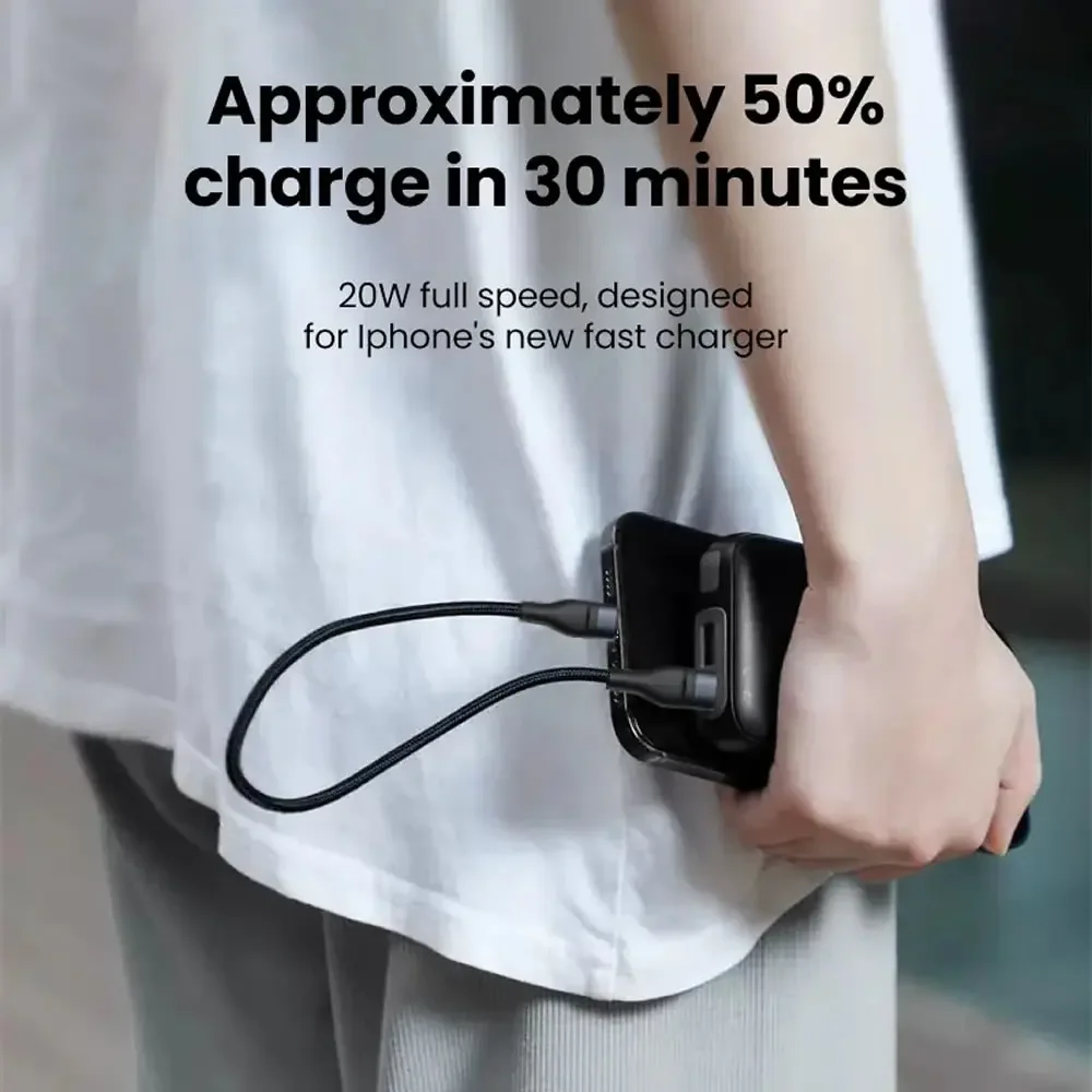 รูปสินค้า สายชาร์จ USB-C 2 เส้น ชาร์จเร็ว 2 เท่า สายสั้นพกพาสะดวก