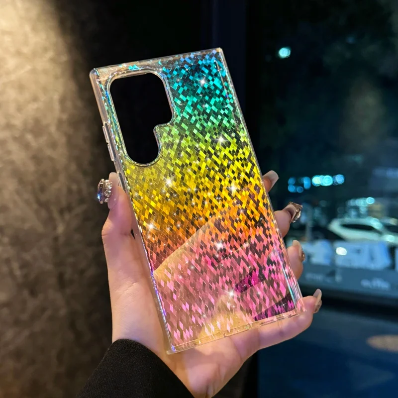 Gradient Glitter Bling Wireless Charging Magnetic Clear Shockproof Case