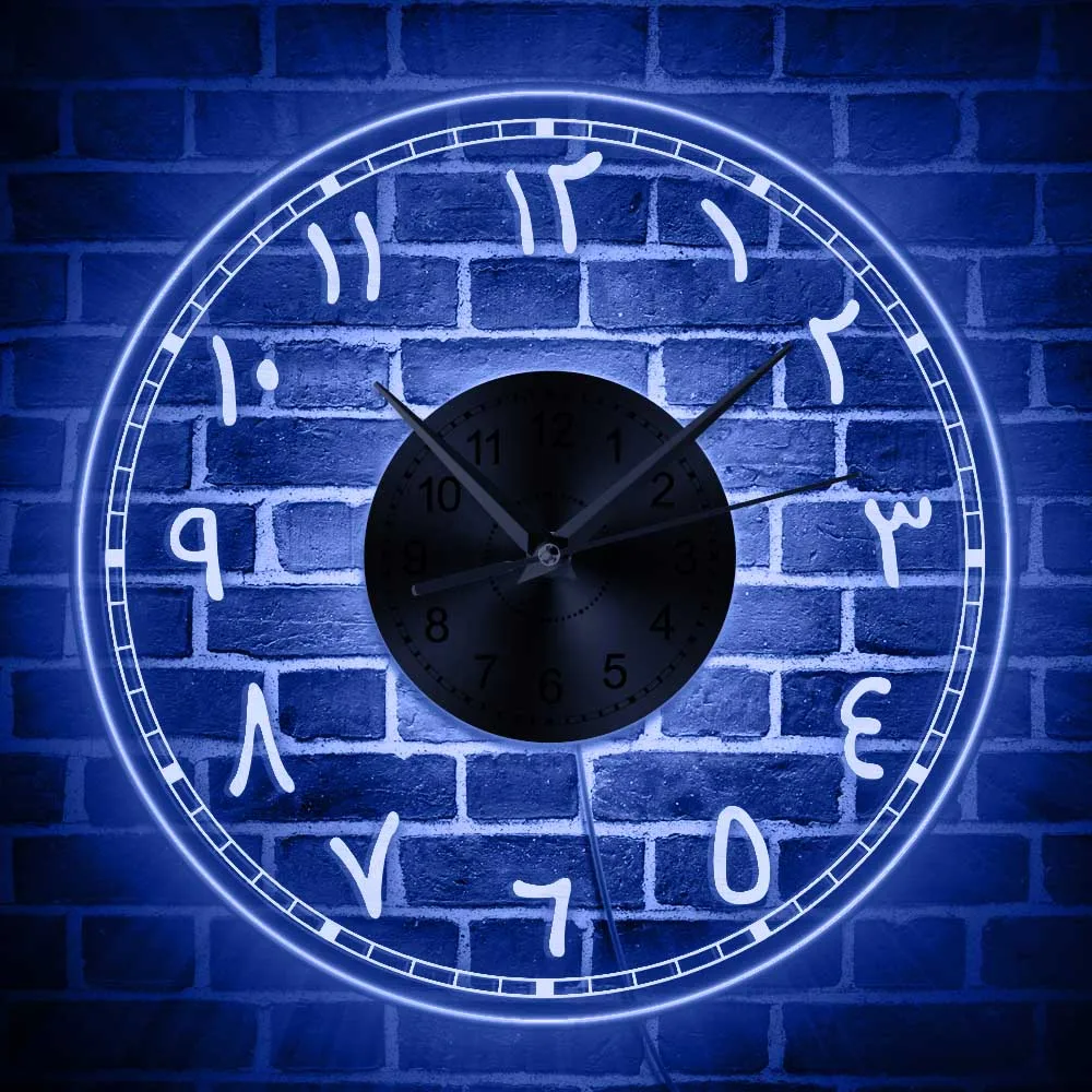 ArabicNumeralsModernAcrylicWallClockArabicNumbersLEDLighting
