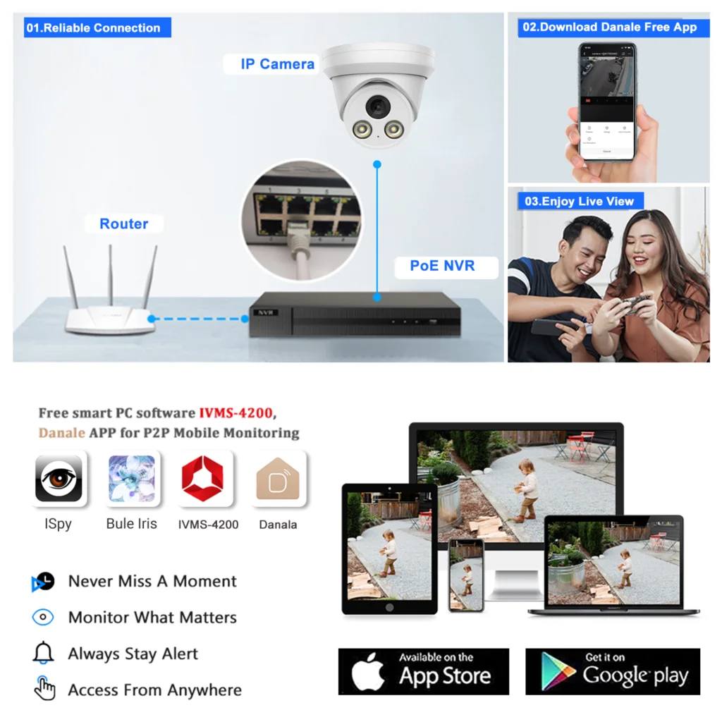 8mp hik vision kompatible ip kamera poe ir bunte nachtsicht 5mp cctv überwachungs kamera plug & play mit hik nvr app ansicht