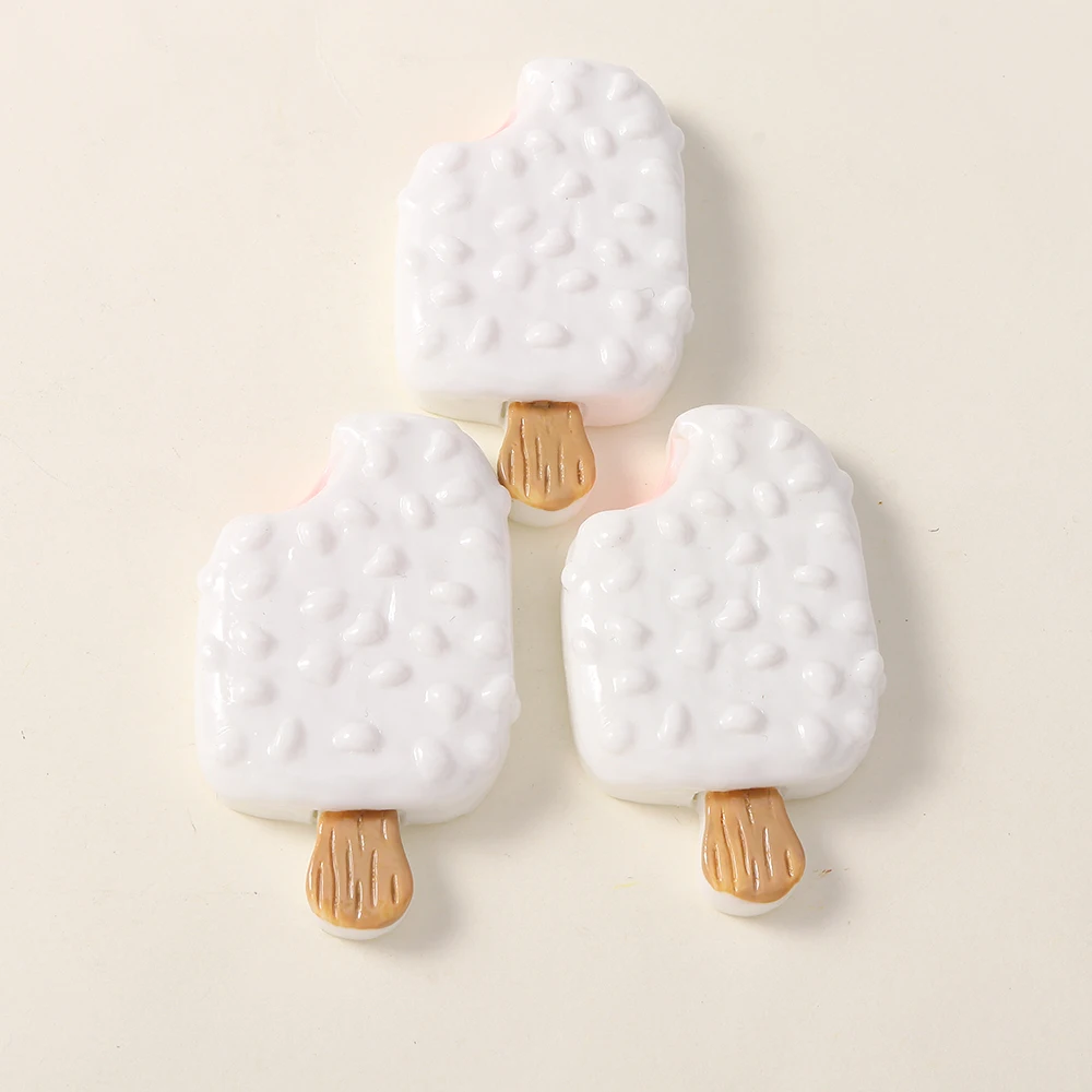 4pcs 귀여운 아이스 캔디 참 플랫 백 수지 딸기 초콜릿 아이스크림 펜던트 DIY 머리핀 열쇠 고리 쥬얼리 공예품