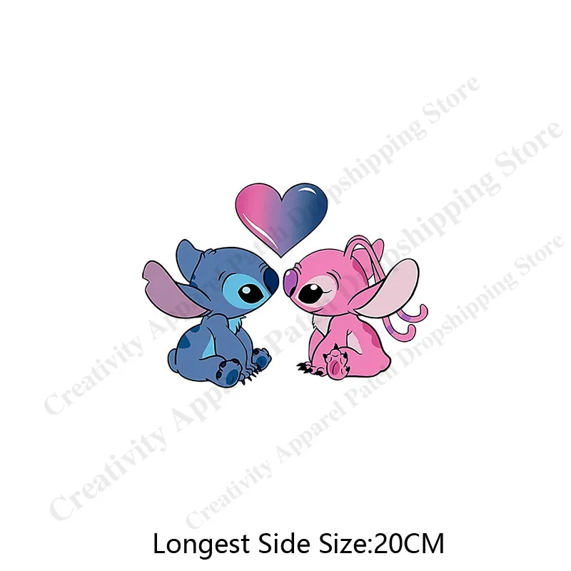 Clothing Patches Cartoon Lilo &Stitch Patches for Clothing on Women's Hoodies Printing Patch Heat Transfer Stickers Clothes Applique Gift