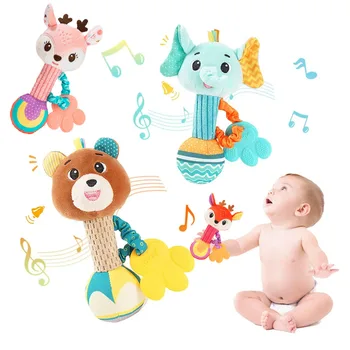 Baby Rattles Soft Stuffed Animal Rattle Hand Grip Baby Toys Shaker Crinkle Squeaky Sensory Soothing Toys Toddler Gifts 1