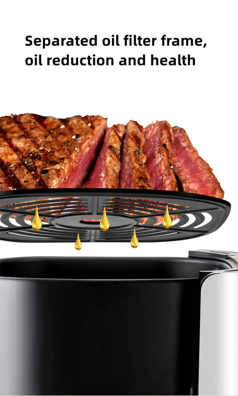 Smart Air Fryer 10L Large-capacity Household Multi-functional Smart Oil-free Smokeless Electric Oven Air Fryer 220V