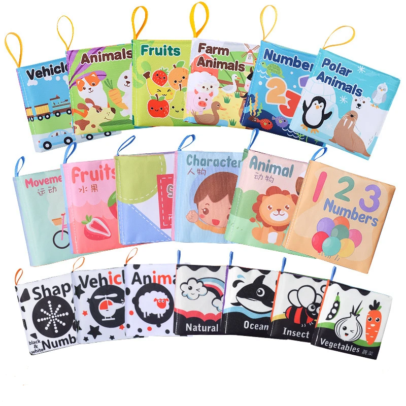 Coolplay Cloth Books Soft Baby Books Rustle Sound Baby Quiet Books Infant Early Learning Educational Toys 0 -12 Months Rattle