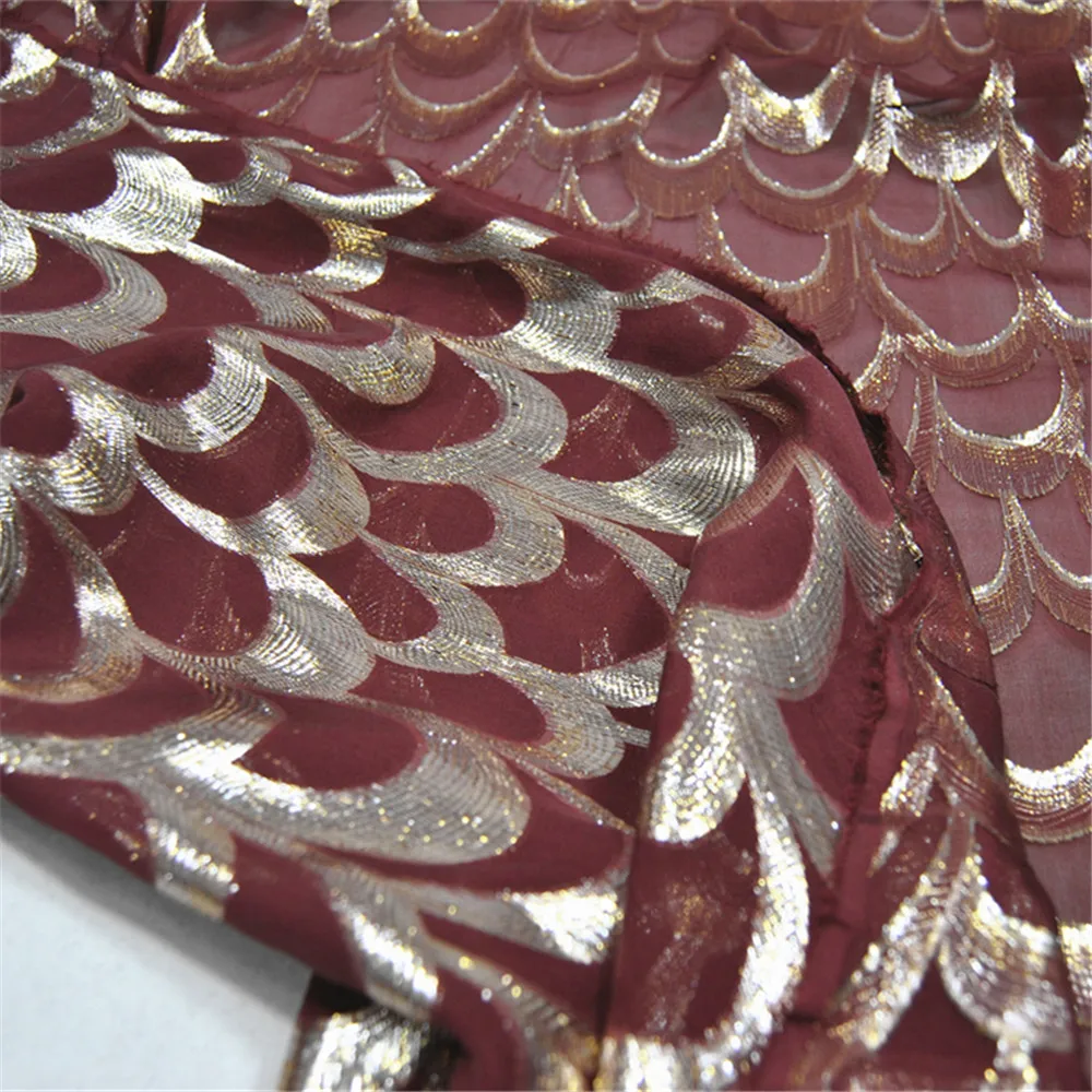 Elegant Shiny Mulberry Silk Metallic Fabric Purple Red Fish Scale Luxury for Saree Summer Spring Cloth Pants Coat