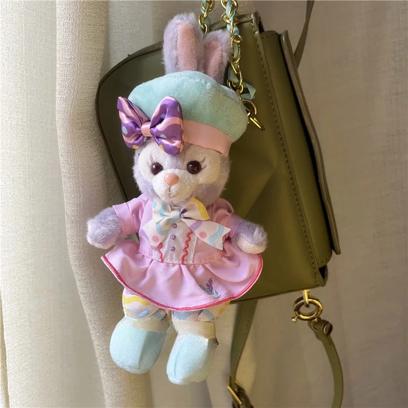 Disney StellaLou Drag Keychain Girl Heart Purple Rabbit Pendant Soft Cute Furry Pendant Cartoon Fashion Car Accessories keychain epoxy mold resin shaker mould heart rabbit mold for keychain pendant necklace pendant mold diy art