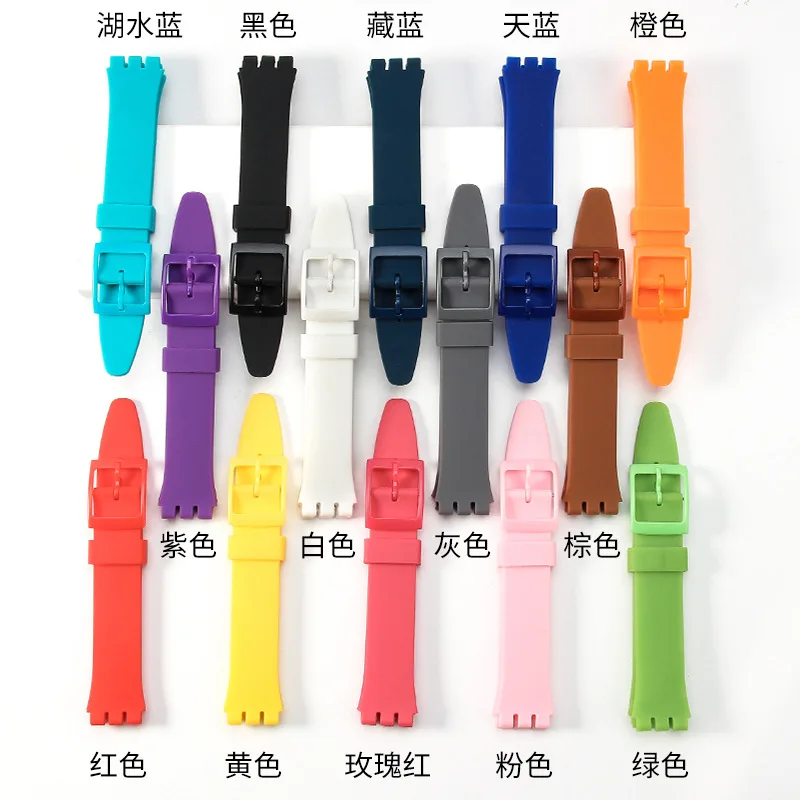 

16mm 17mm 19mm Silicone Printed Strap for Swatch Series Replacement Wrist Band Waterproof Bracelet Men Sport Watch Accessories