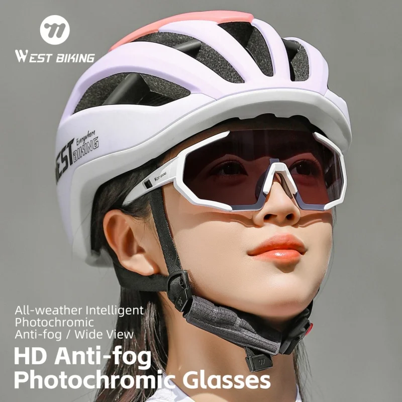 WEST BIKING Anti-fog Photochromic Glasses UV400 Protection Outdoor Sunglasses Unisex Cycling Glasses Windproof Goggles Eyewear