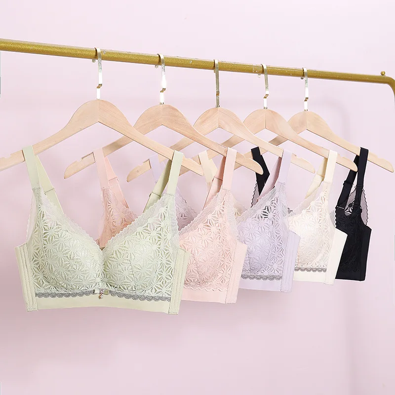 Roseheart Sexy For Women  Black Green Wireless Lace Padded Bras Bralette Cup 90 B C Underwear Plus Size Push Up Female Bra