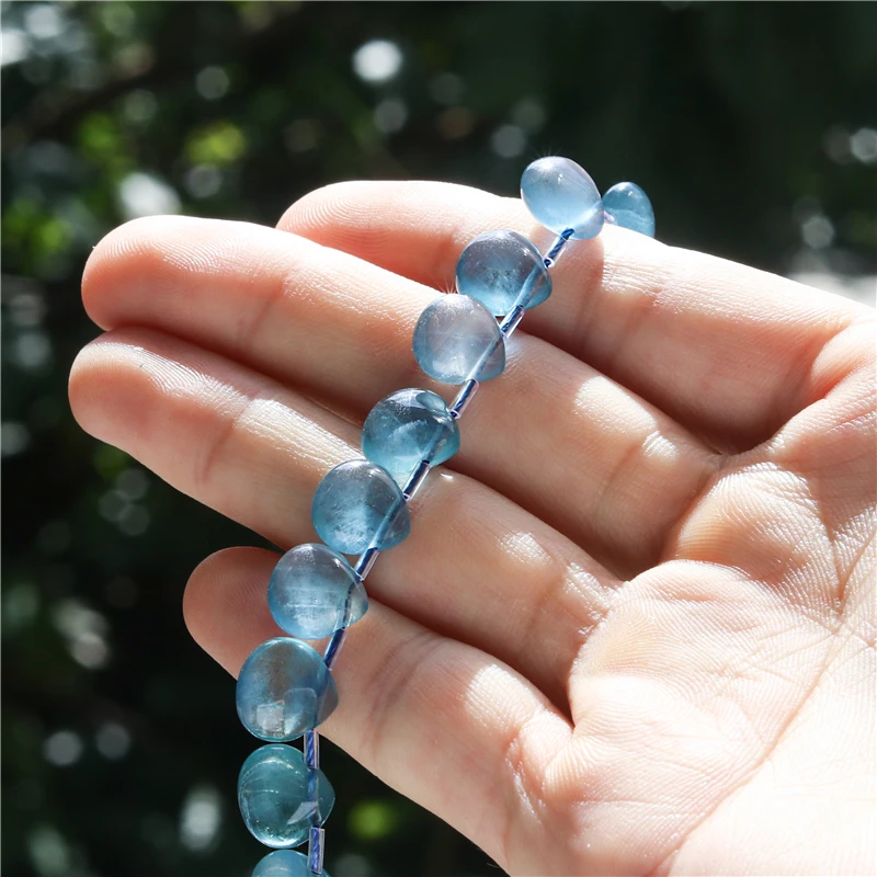 Natural Stone 7A Fluorite Flat Drop Beads For Jewelry Making Diy Bracelet Necklace Pendant