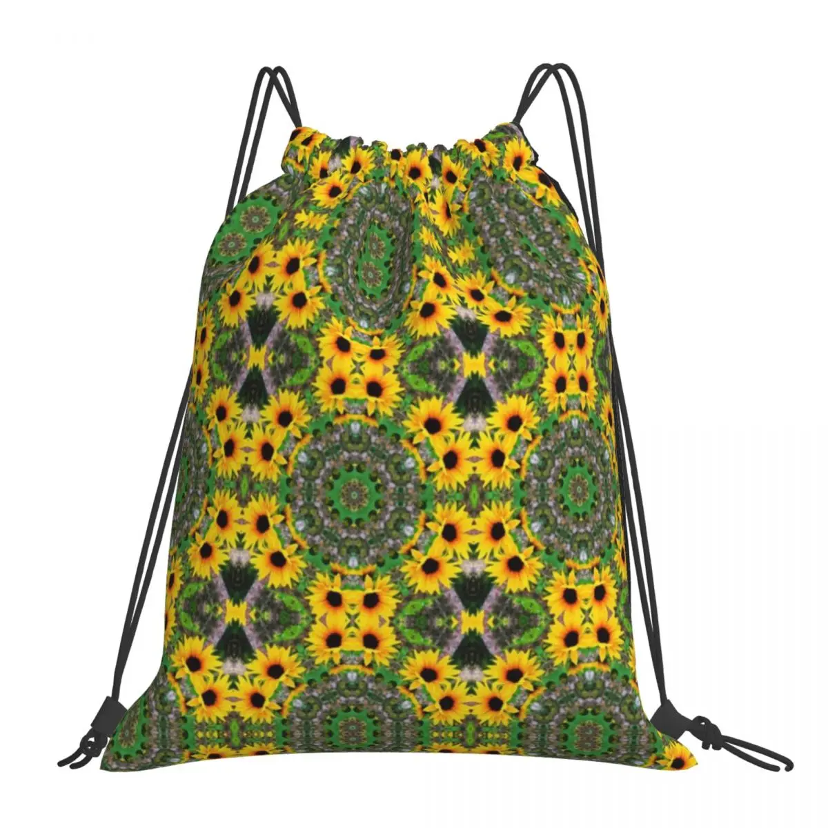 

Многофункциональные портативные рюкзаки на шнурке с желтыми цветами и мандалой