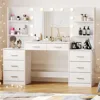 61.9‘’L Vanity Desk with Mirror & Lights, Makeup Desk with Drawers, 3 Lighting Modes, Large Makeup Vanity 1