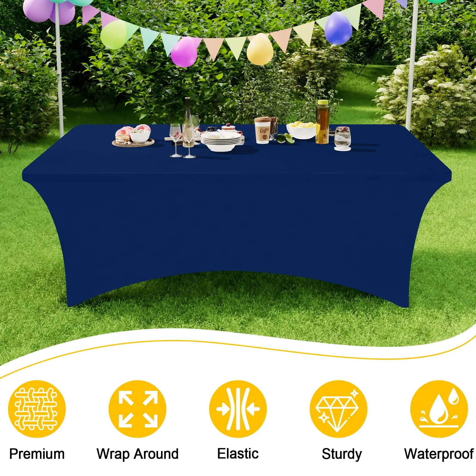 Rectangular Tablecloths Table Covers Machine Washable Elastic Stretch Spandex Outdoor Wedding Christmas Parties