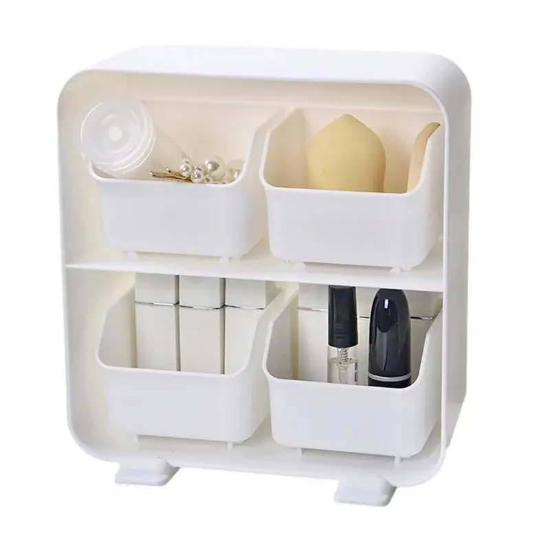 

Mini Desktop Storage Box 4-Drawers Waterproof Makeup Organizer Cosmetics Desk Stationery Storage Holders Desk Organizer Box