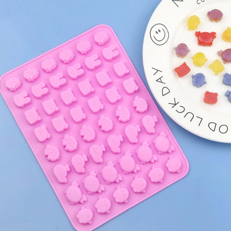 

1Pcs Candy Fudge Silicone Mold Mini Chocolate Ice Cube Tray Fruit Animal Non-stick Soft Jelly Mold