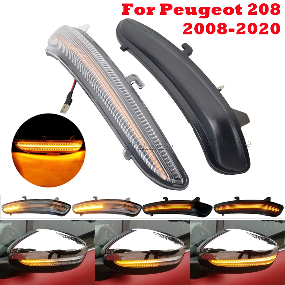 2PcsDynamicLEDSideMirrorBlinkerFlowingLightForPeugeot2082008