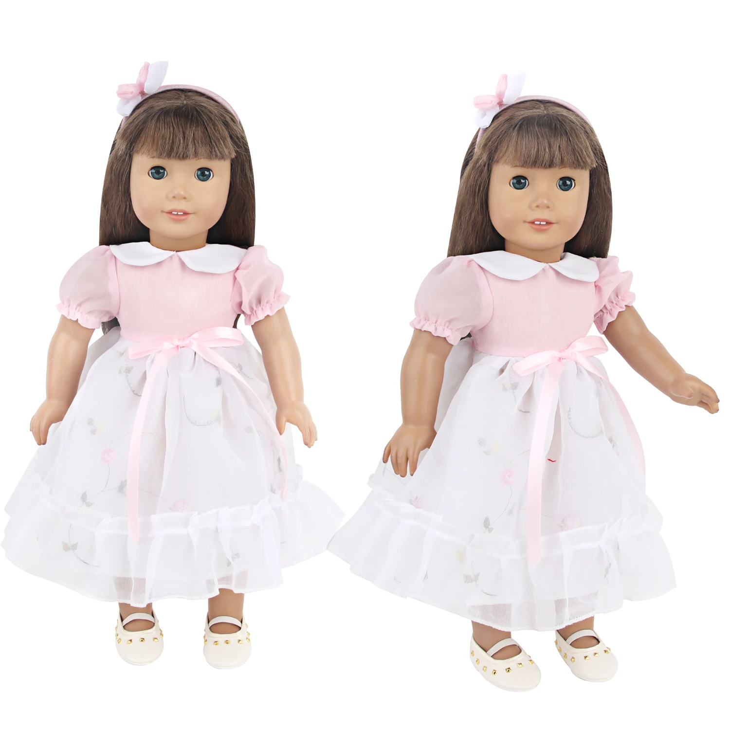 핑크 색상 큰 활 매듭 인형 원피스, 43cm 용,  인형, 귀여운 우아한 치마, 18 인치 미국 및 Og, 러시아 소녀 인형