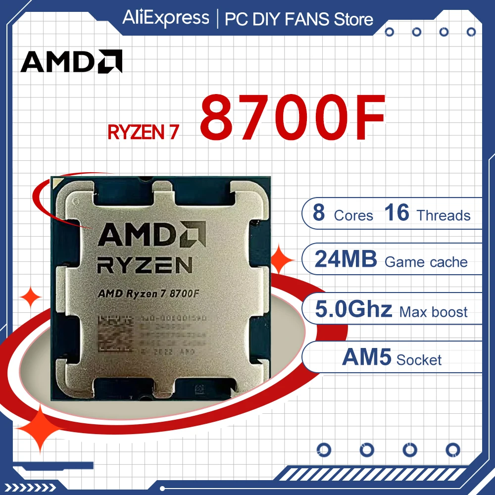 AMD Ryzen 7 8700F 5.0GHz TDP 65W New 8-Core 16-Thread 4NM