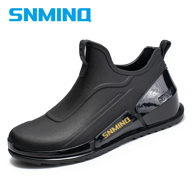 2024 Men's Short Pipe Fishing Water Shoes, High-quality Waterproof Work Rubber Shoes, Fishing Anti Slip Rain Shoes vans slip on checkerboard vn000xg88m8 rain drum