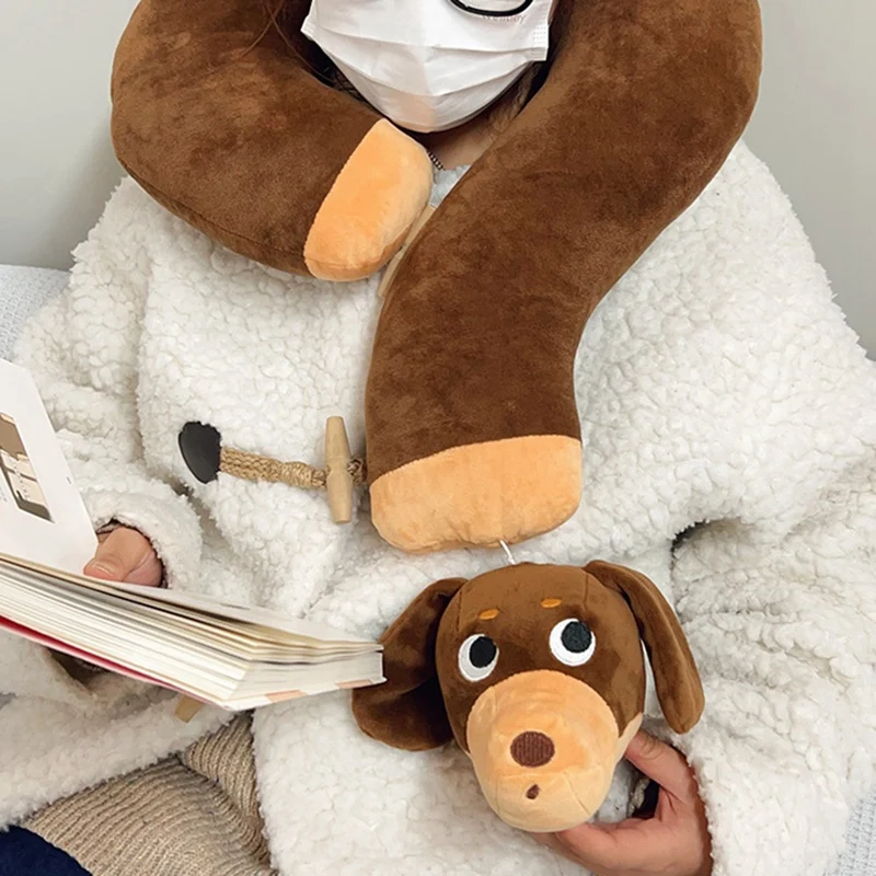 A21R-Dachshund Question Mark Pillow Long Nap Pillow Student Dormitory Airplane Travel Neck Pillow New Year Gift 6