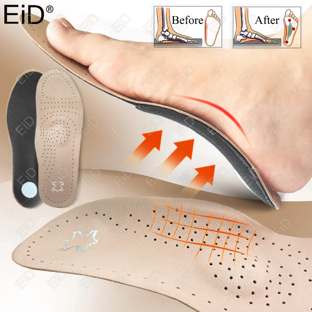 

EiD Leather Orthopedic Insoles Arch Support Insole Flat Feet Plantar Fasciitis Shoe Pads Quality Leather Deodorising Shoe Sole