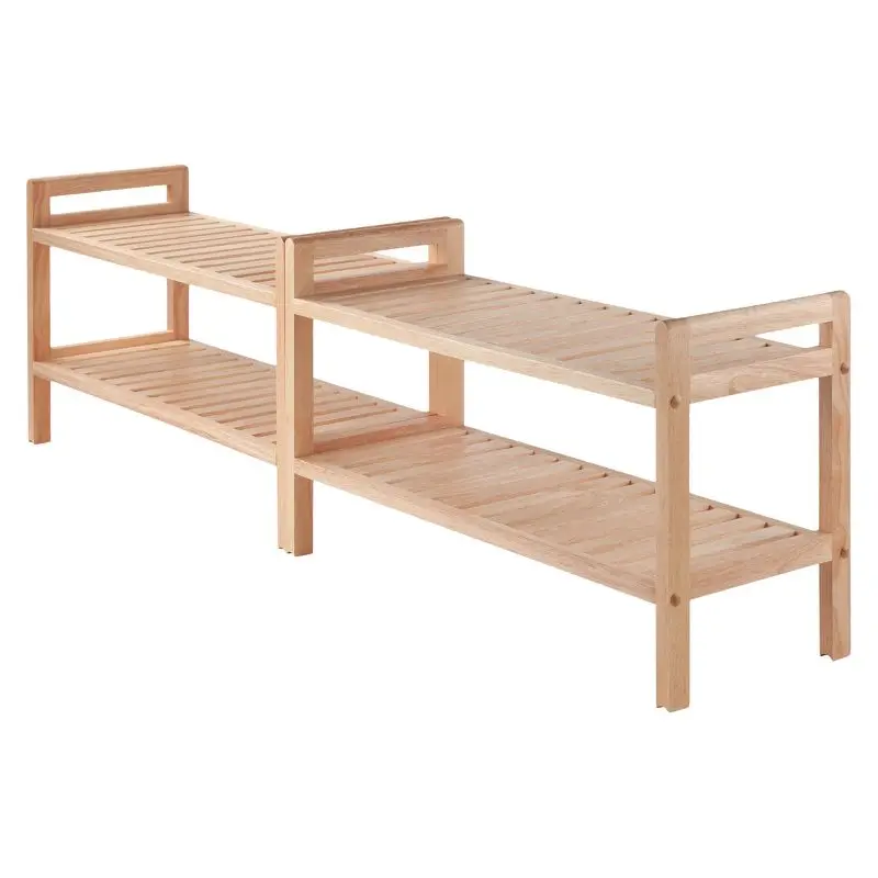 

Versatile Shoe Organization: 2pc Stackable Shoe Rack Set - Natural