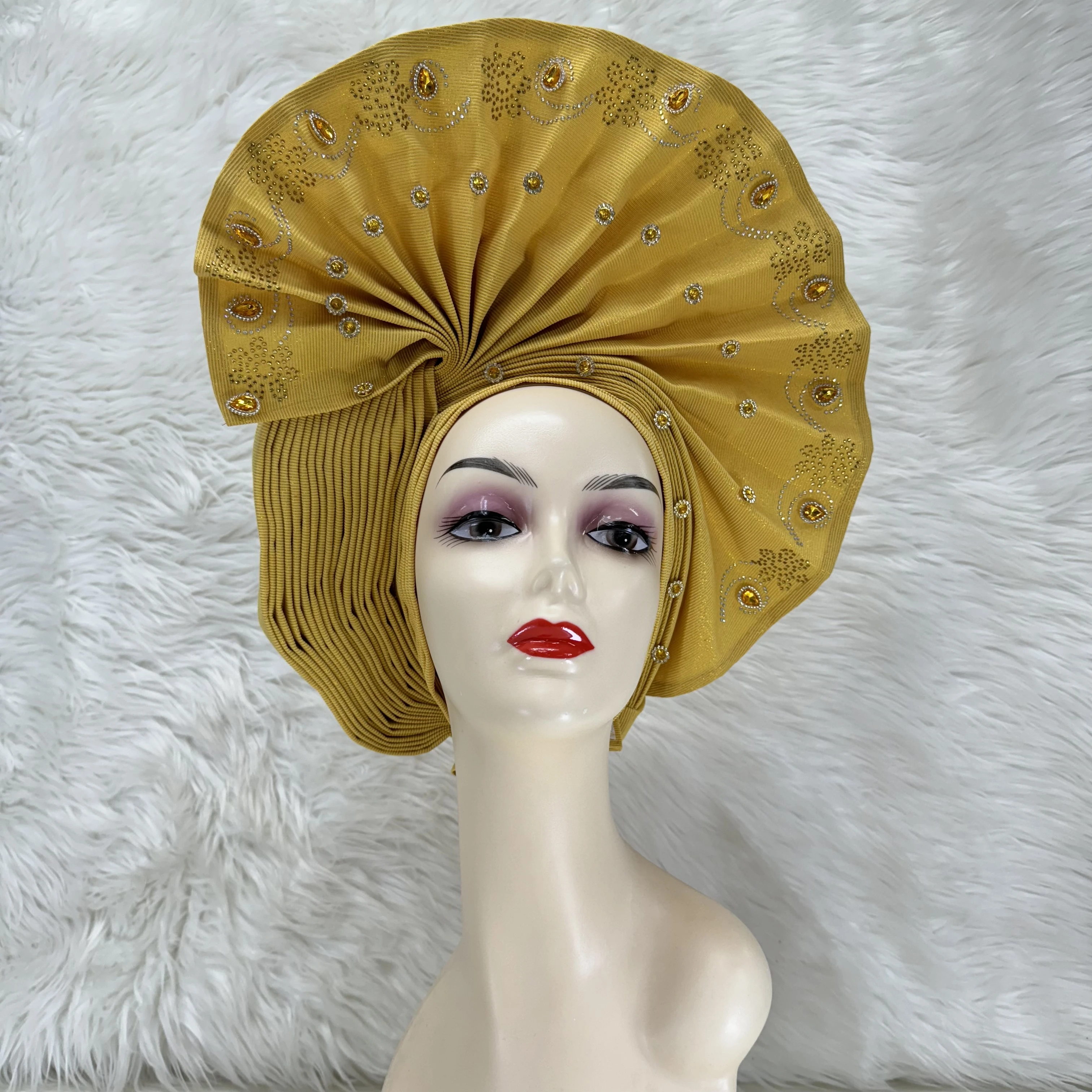 Auto Gele African Headtie, Aso Oke Headtie, Nigerian Wedding - Main Image