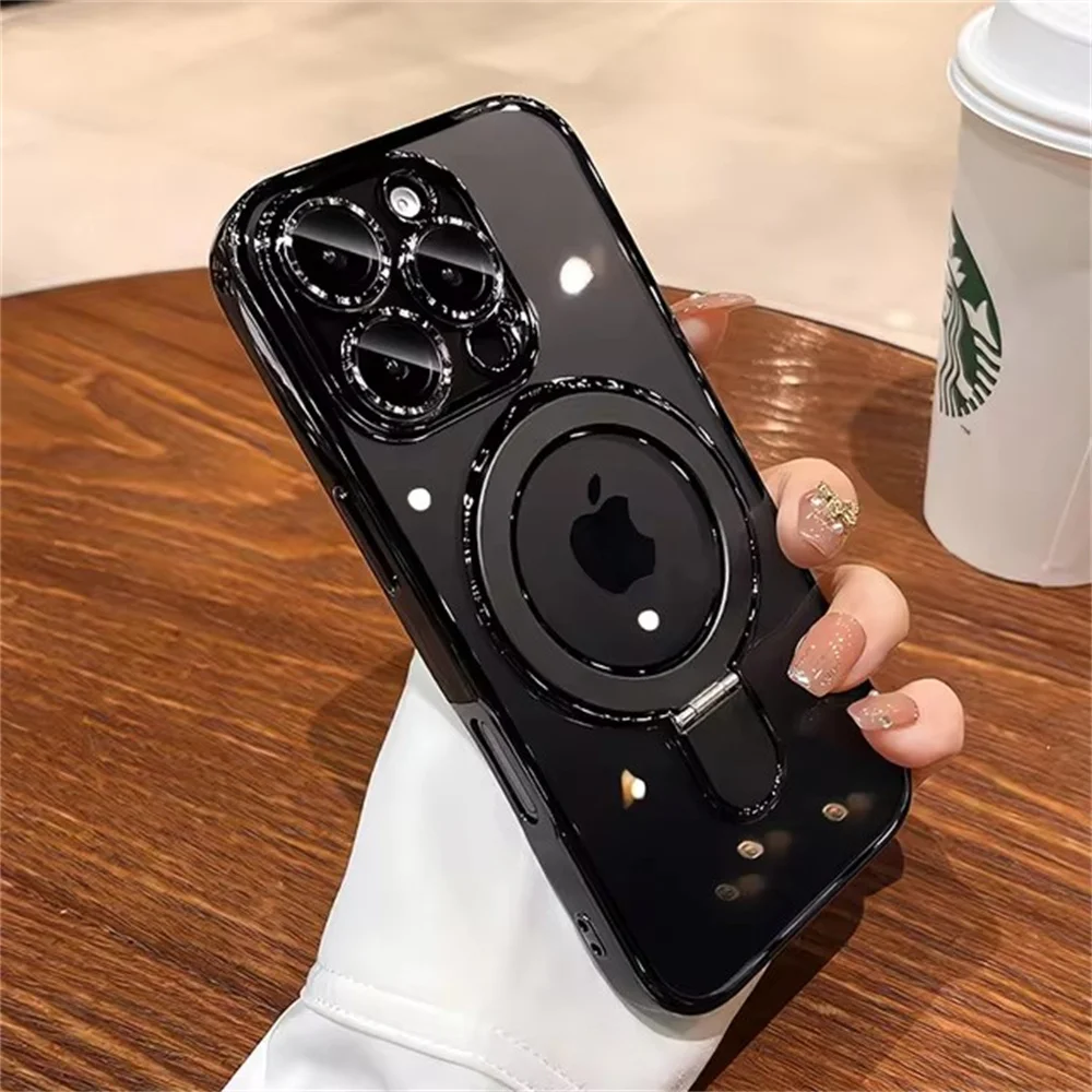Luxury Magnetic Ring Stand Holder with Clear Soft Cover