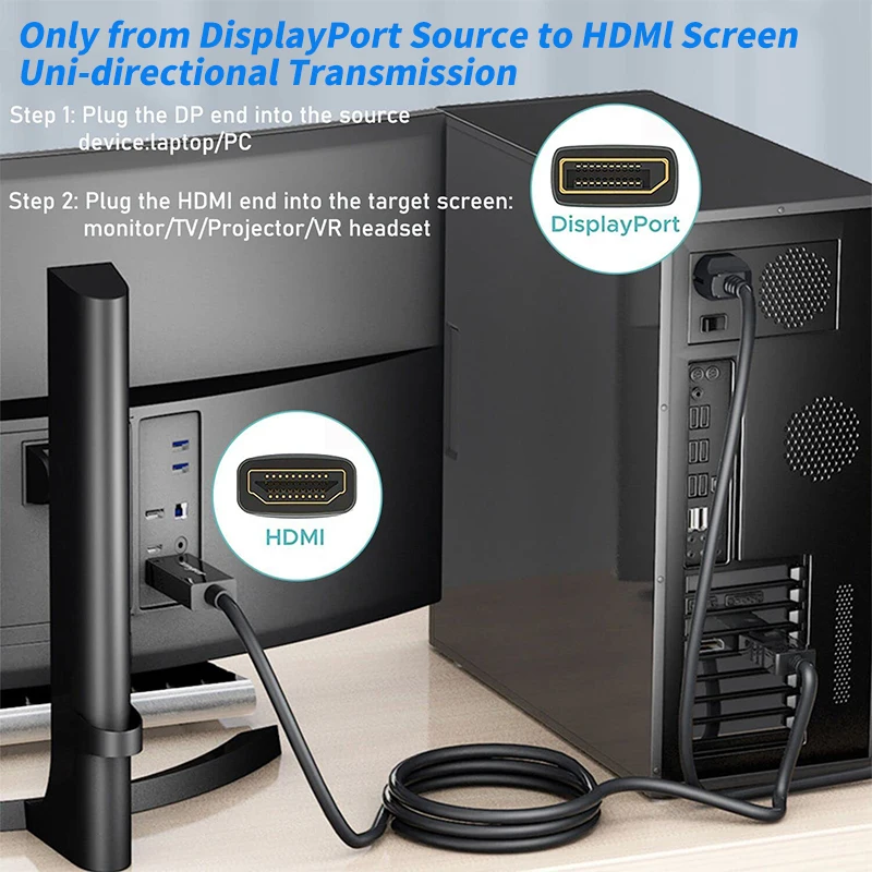 4K DisplayPort-HDMI ȣȯ ̺ DP-HD  ÷ Ʈ PC Ʈ HDTV  Ϳ   ̺ 3m