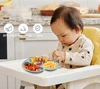 Baby Safe Sucker Silicone Dining Plate Solid Cute Cartoon Children Dishes Suction Toddler Training Tableware Kids Feeding Bowls 4
