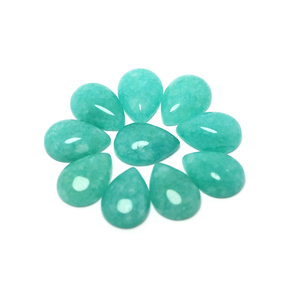 

10pcs Lake Blue Cabochon Stone,Polished Flat Back Teardrop Cabochons,Pendant Accessories, Earring Jewelry Necklace Charms Making