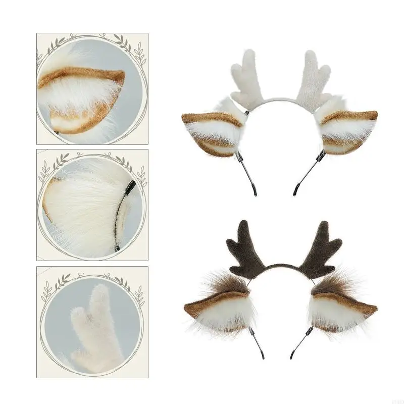 Cosplay Reindeer Antler Headband Simulation Plush Deer Ear Anime Accessories Pretended Party Costume Props Gift