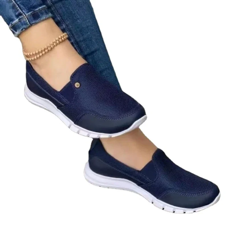 Women's Loafers New Slip-On Flats Shoes Breathable Mesh Casual Shoes Female Sneakers Comfort Light Vulcanized 35-43