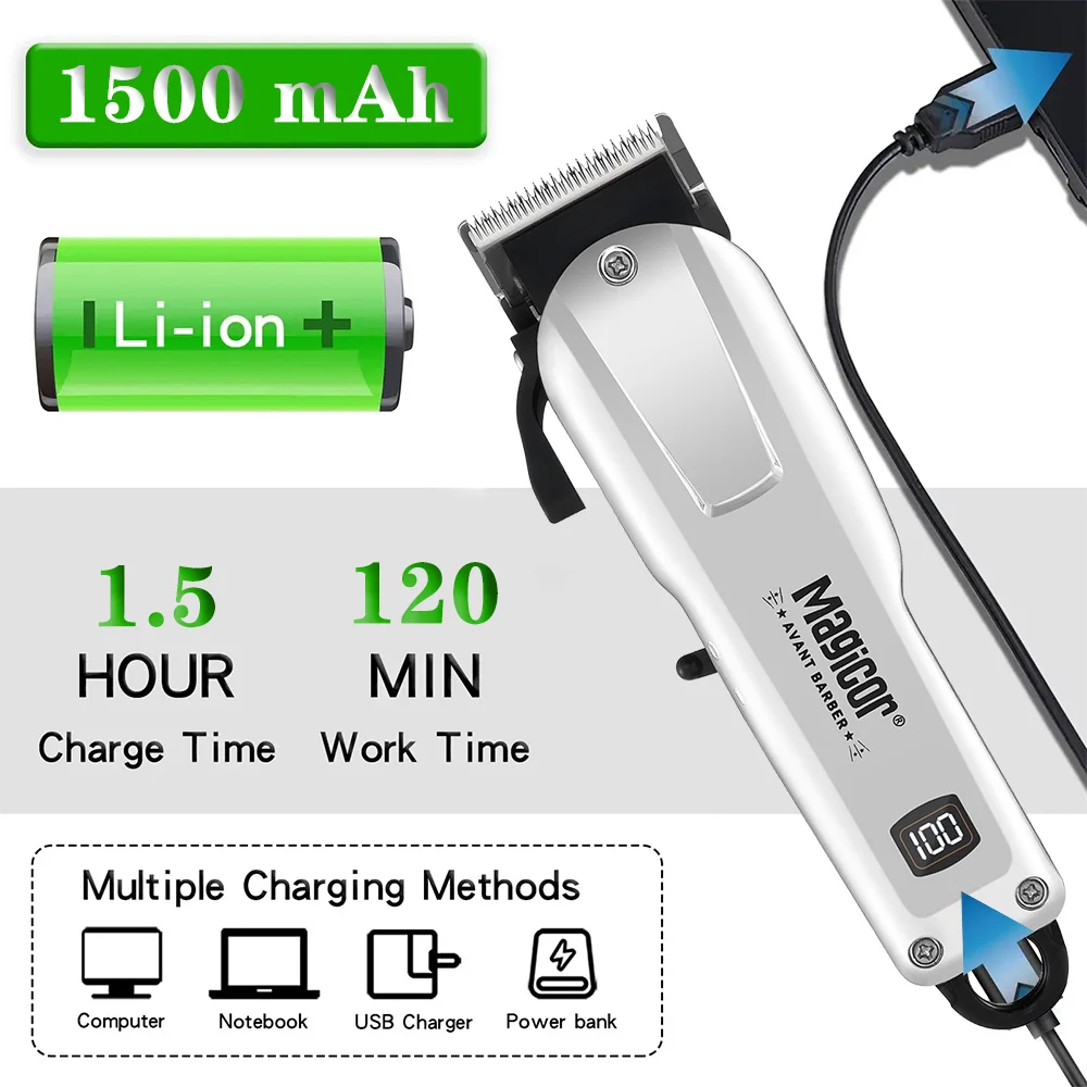 Professional Electric Hair Clipper UBS Rechargeable Cordless Beard Trimmer Men Powerful Electric Hair Clipper Trimming Tool