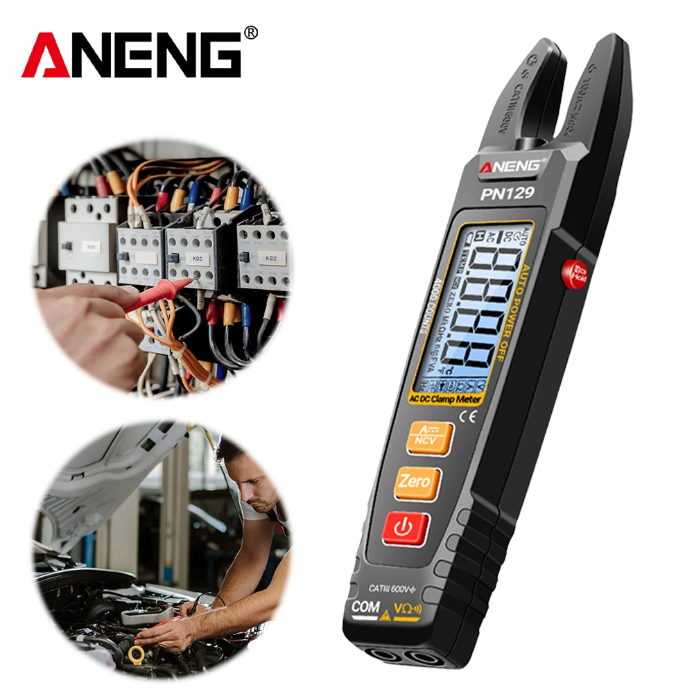 ANENG PN129 Clamp Meter U-shaped Smart 4000 Counts Multimeter Pliers AC/DC 600V Voltage Current Resistance NCV Sensing Test Tool