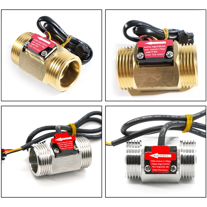 Water Flow Sensor Hall Sensor Switch Flow Meter 1 Inch
