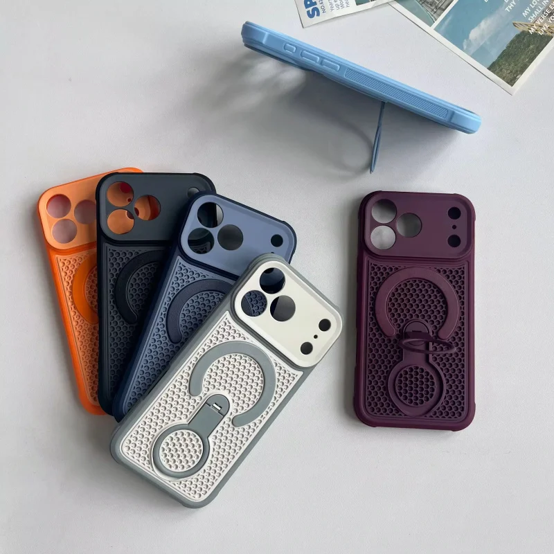 Honeycomb Mesh Heat Dissipation Bracket Phone Case - Full Pack Anti-Drop Protective Cover